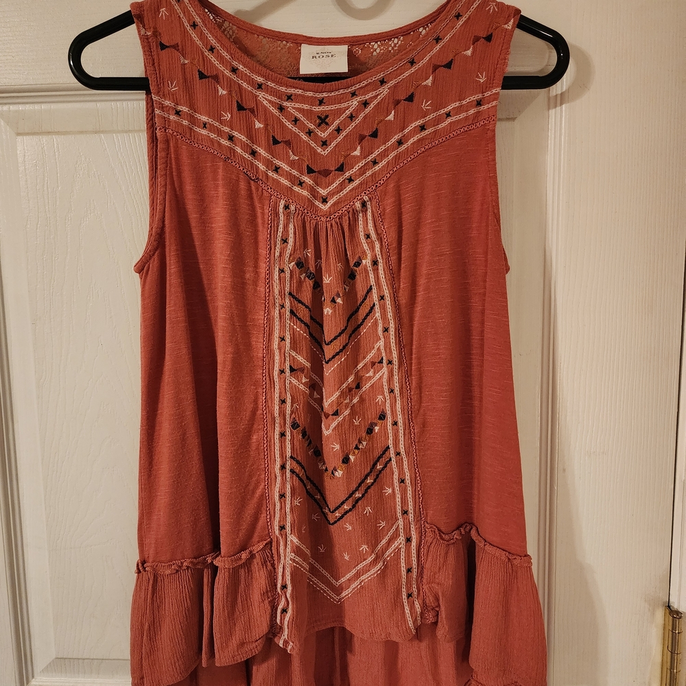 Knox Rose Sleeveless Top with Embroidery - Rust
